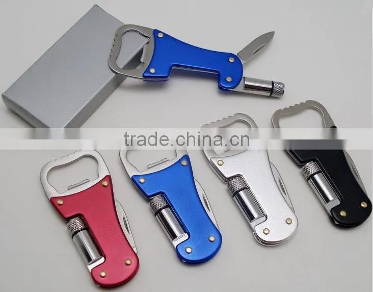 3 In 1 German Style keychain Multi-function Bottle Opener with LED Light