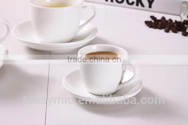 Fancy white porcelain sublimation coffee cup with saucer