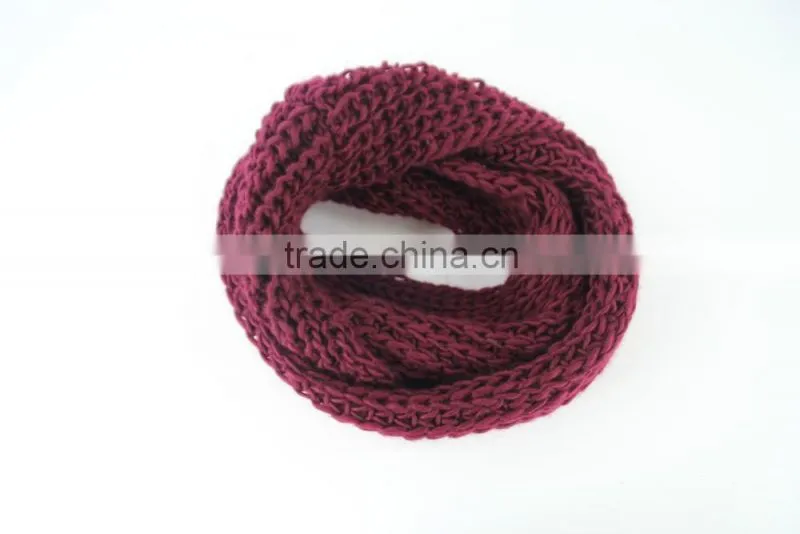 Stock Item cheap knit neck warmer circle scarf burgundy loop scarf