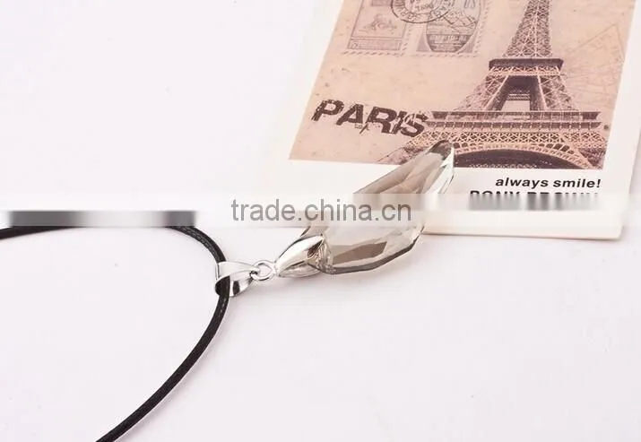 Crystal Wolf Tooth Style Pendant Black Chord Unisex Fashion Necklace Gift