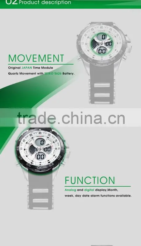 2015 LCD Men Watch White Quartz Sport Wrist Watch Digital Date Day Alarm Dual Time quartz timepiece