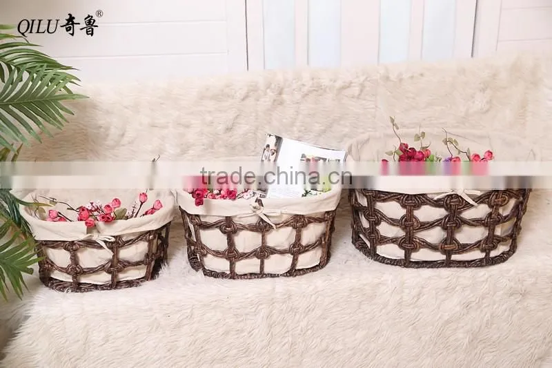 100% Handmade Printing Paper Band Storage Basket Set Of 4
