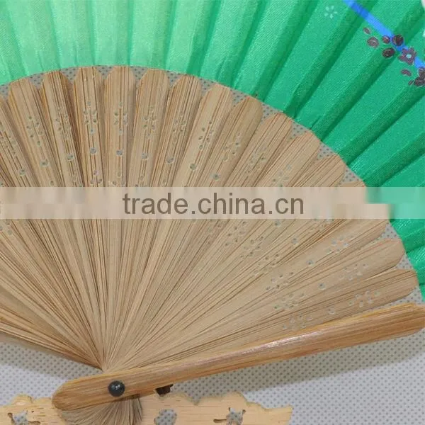 Boutique folding bamboo fan with silk fabrics