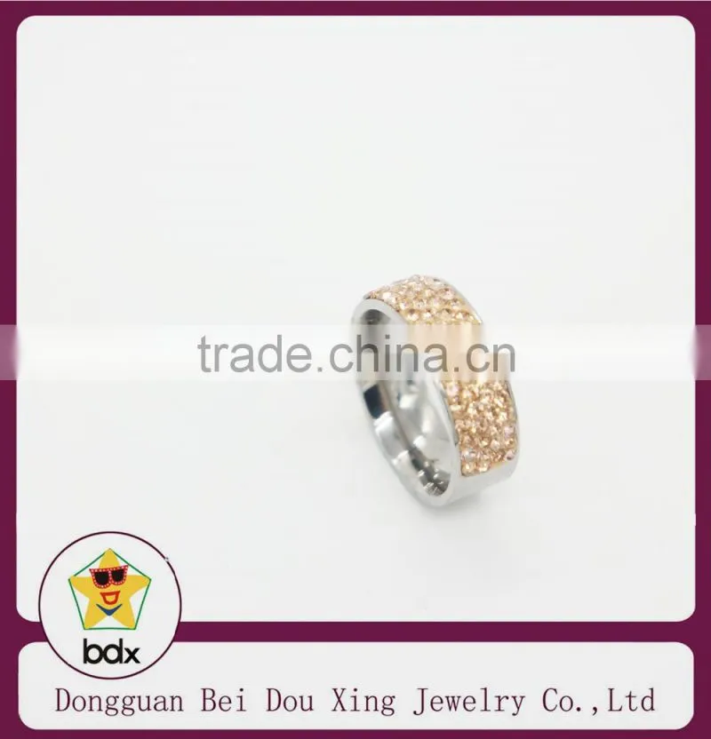 new products 2015 shiny and sparkling with rhinestone stainless steel rings