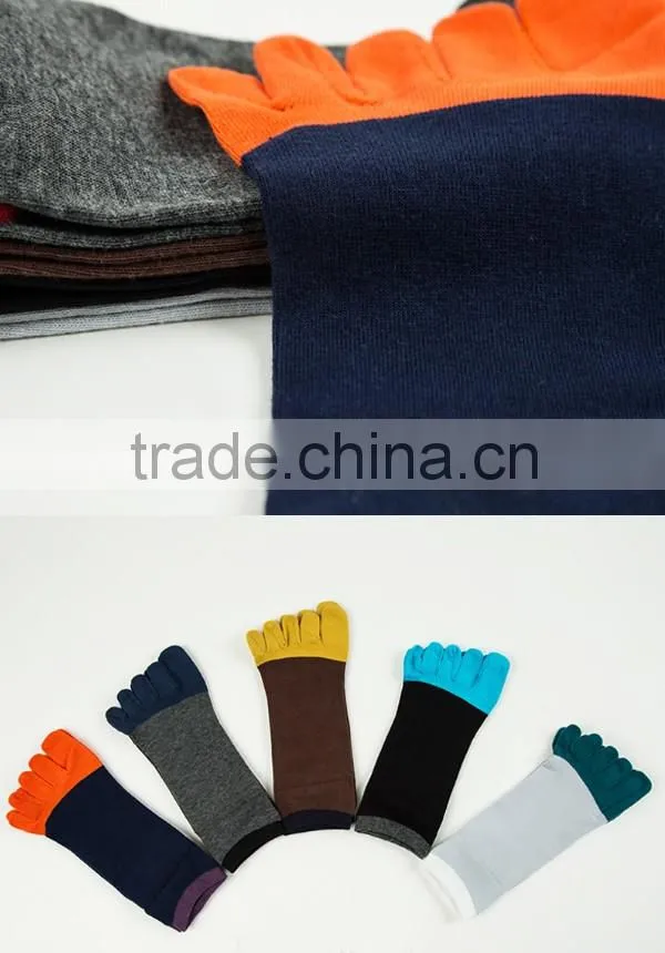 Wholesale full cotton colorful 5 toe socks fashion design socks