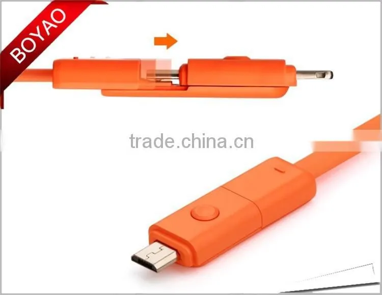 2016 High quality 360 degree Rotating Micro USB Charger Cable 2 in 1 Micro USB Data Cable for Android & for Iphone