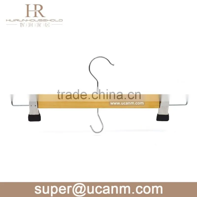 HRW-U36AN wood pant hanger with belt hook in the bottom