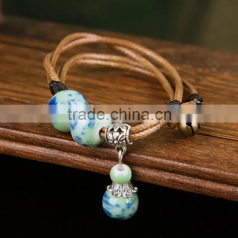 In Stock Wholoesale Jingdezhen Handmade Ceramic Bracelet leather bracelet