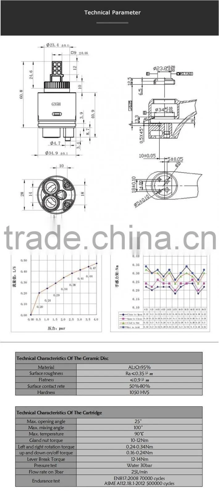 33mm diverter faucet brass cartridge valve core