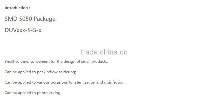 High quality SMD Ceramics 5050 Package For water purification 265nm 280nm 310nm