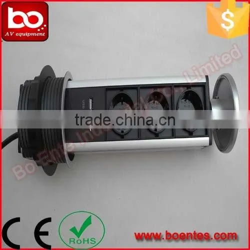 Factory Supply Office Pull Up Outlets/Kitchen Pop Up Power Socket with USB Charger