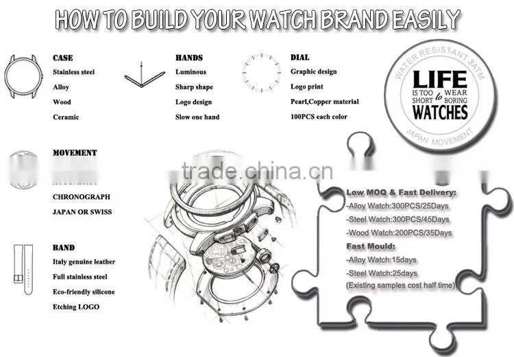 Quartz Watches Japan Movt Watch With Stone Chain Strap OEM services