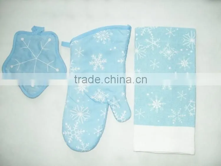 printed cotton kitchen towel set pot holder oven mitten alibaba china supplier christmas kitchen set