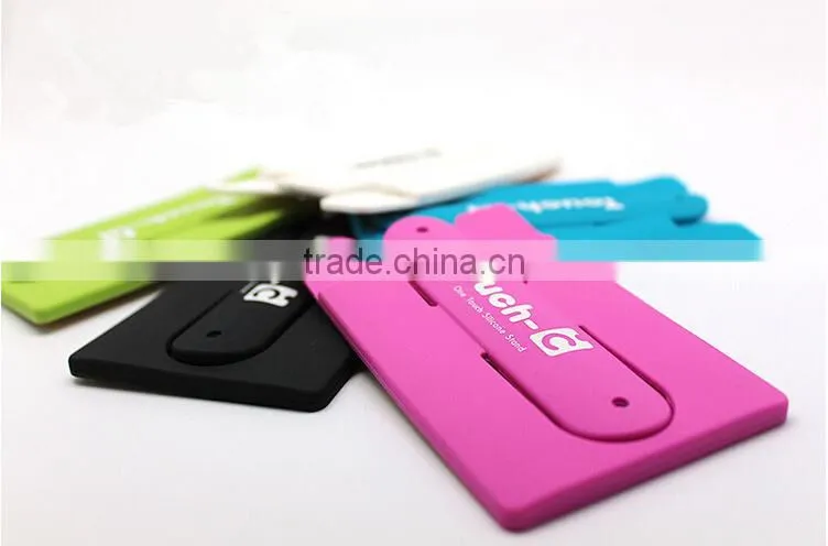 2016 New design Factory supply 3m Sticky Silicone Slap Mobile Phone Card Holder Stand