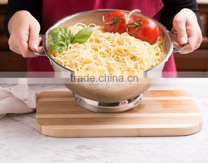 stainless steel rice colander with handle