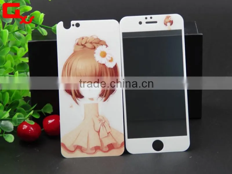beautiful cartoon mobile phone protective case front and back tempered glass screen protector for iphone 5