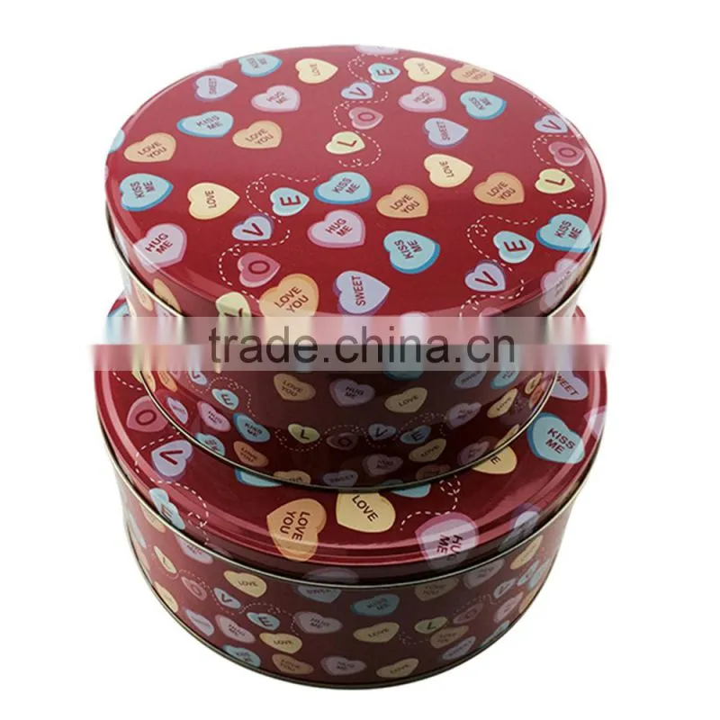 wholesale cute round cookie tin box set of 2