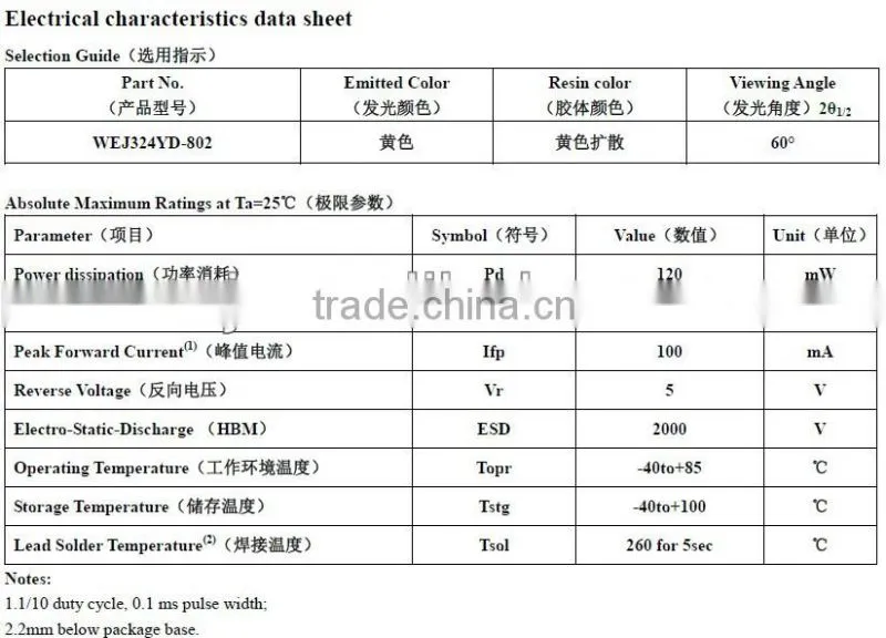 3mm yellow LED diode