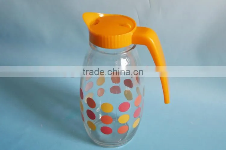 water screen printing glass tea coffea pots with plastic handle