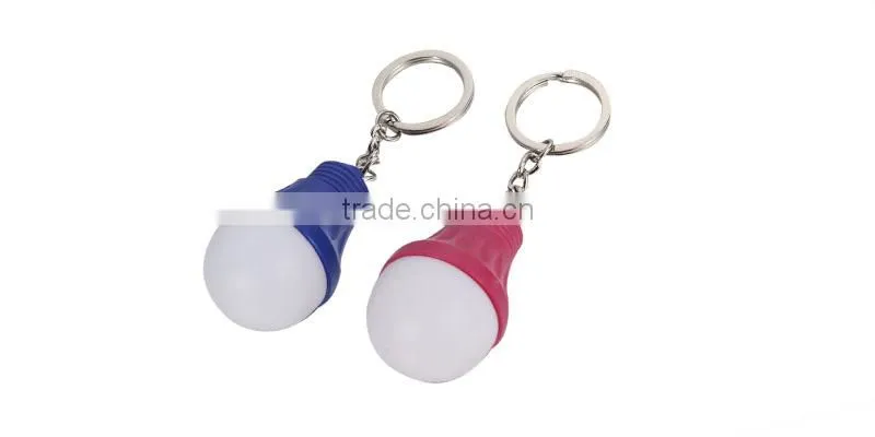 Bulb shape led flashlight keychain with differenct colors led light bulb key chain