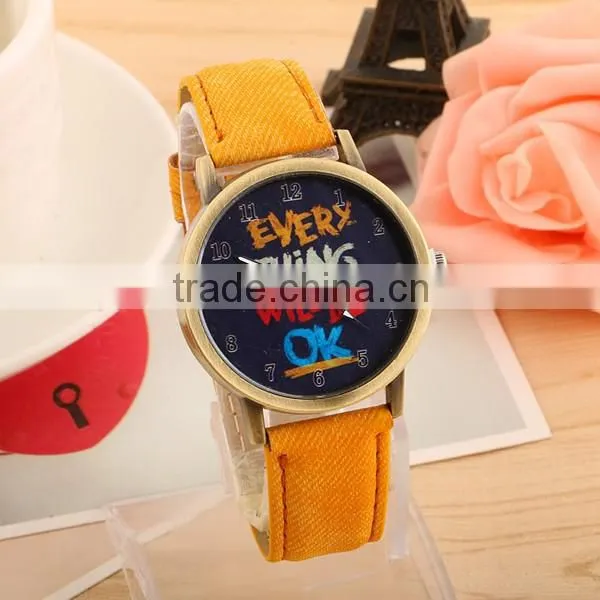 New Arrivals Mixed Color Everything Will Be Ok Watch Leather
