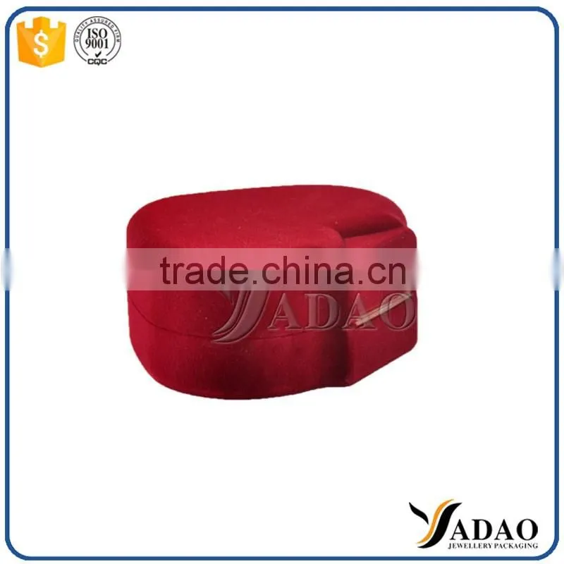 Heart shape red flocking sofia jewelry gift packaging box