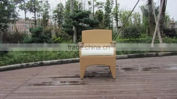 Wood Dining Table 6 Chairs Set Poly Rattan Material