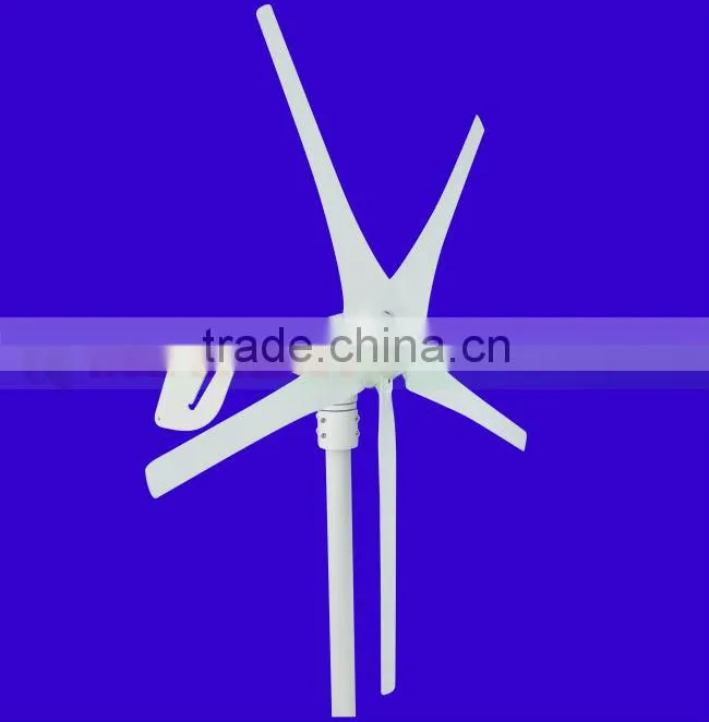 Wind turbine generator with 5 PCS blades, white blades, used for home&land&marine.