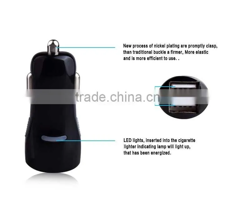 Fast charging mini dual USB car charger for mobile phone
