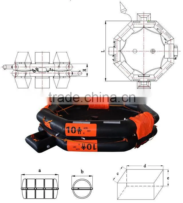 Open-Reversible Inflatable Liferaft 10p/ solas life raft