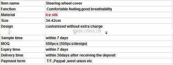 ZX Hot selling ice silk steering wheel cover