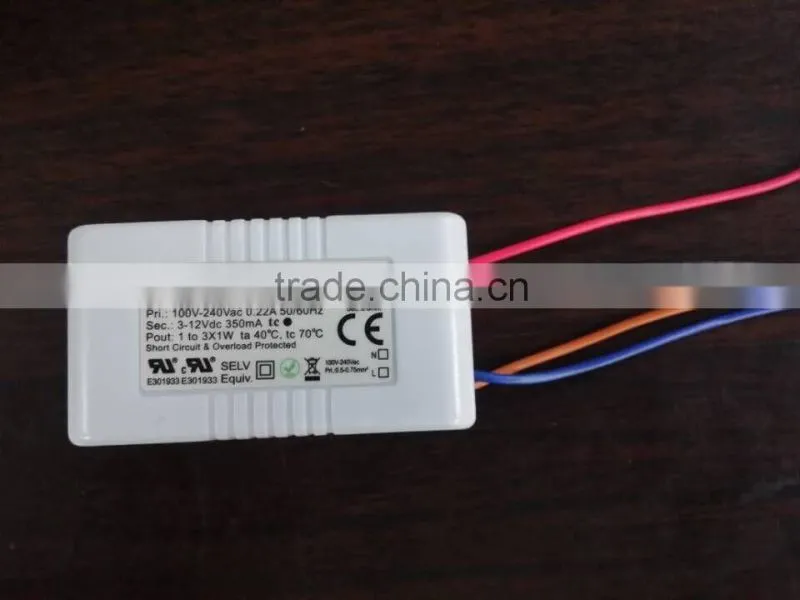CE UL list 100-240VAC input 350mA constant current output 3*1w led driver LD-CU3503AF