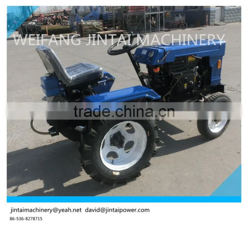 china factory supply 15HP mini farm garden tractor, with plough and trailer