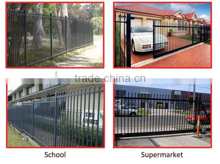 Black powder coated security backyard metal Wrought Iron steel picket fence