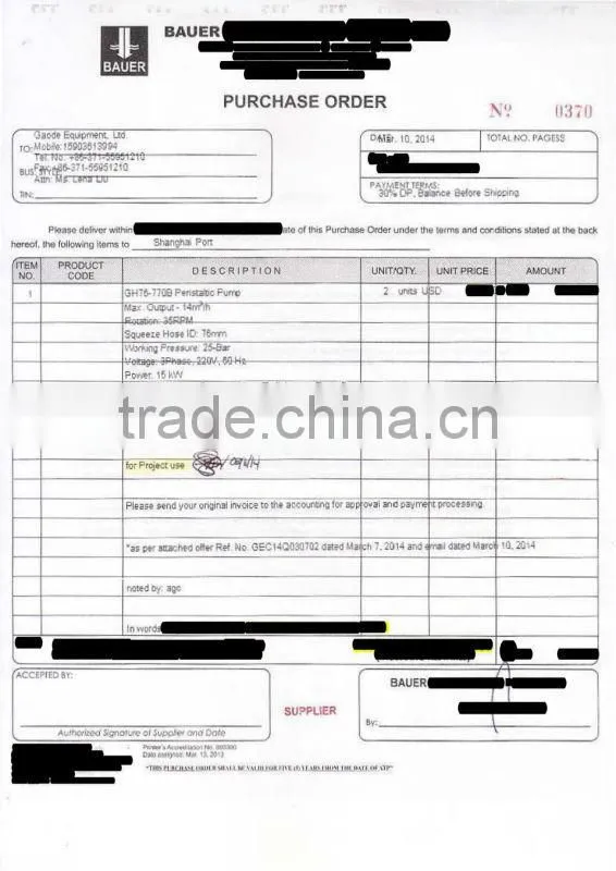 With CE&ISO for Heavy-duty Industries Hose Pump