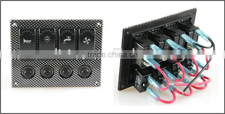 New Car Boat Marine LED Rocker Switch Panel 4Gang
