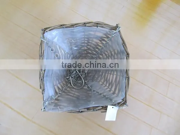 100%Handmade white flower hanging basket wicker hanging basket decorative indoor flower hanging basket