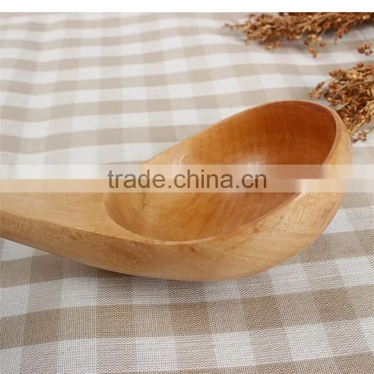 Chinese Natural Wood Soup Spoon, Green wooden Spoon for custom printed Kitchen