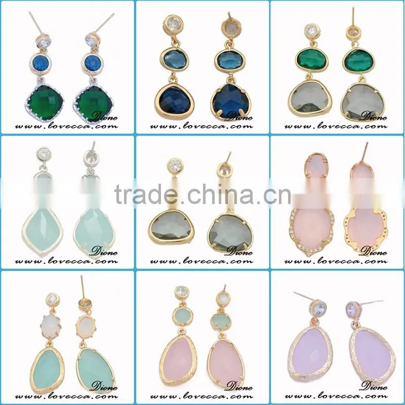 Fashion jewelry gold/silver plated bezel stone natural various design glass gemstone bezel pendant