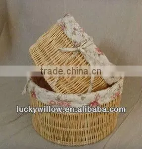 light coffe s/3 antique wicker basket for storage very popular in Europe