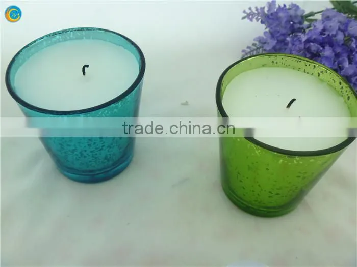 glass candle holder filling with wax set