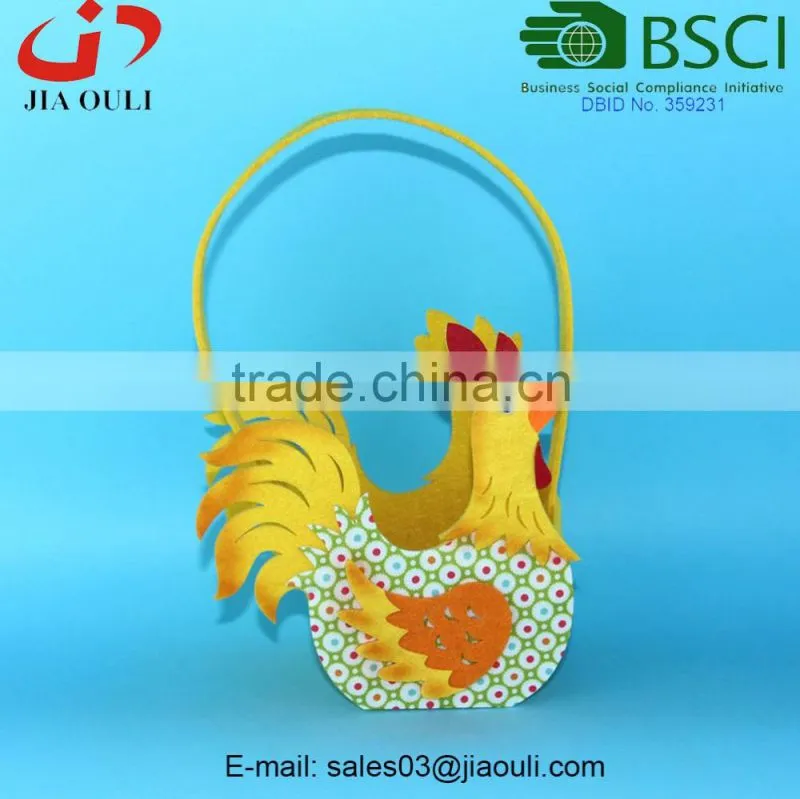 BSCI Audit factory nice non-woven fabric chicken shaped basket, felt easter basket