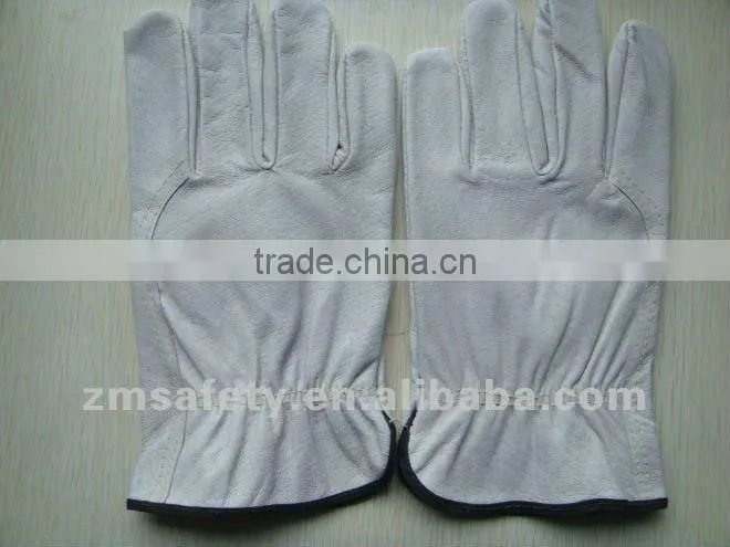 Nature cow grain leather driver gloves with CE certificate