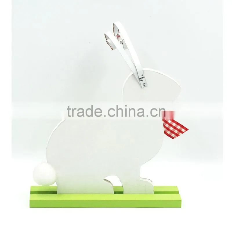 Wholesale cute white and red table top use handmade handicrafts Easter rabbit decoration