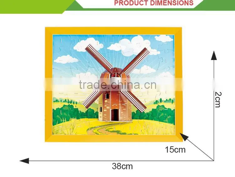 Most popular diy golden windmill 3d cardboard puzzle