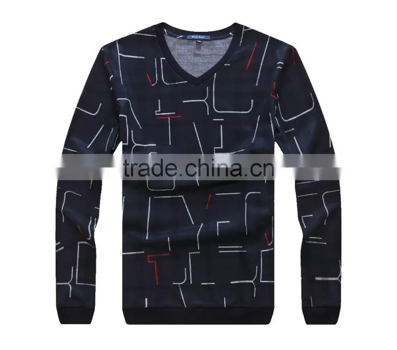 Raidyboer Men's printed long sleeve t shirt with V neck Raidyboer
