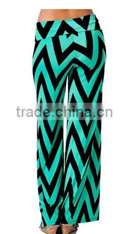 casual fat women loose black and white zigzag stripes high waist wide leg chevron palazzo pants