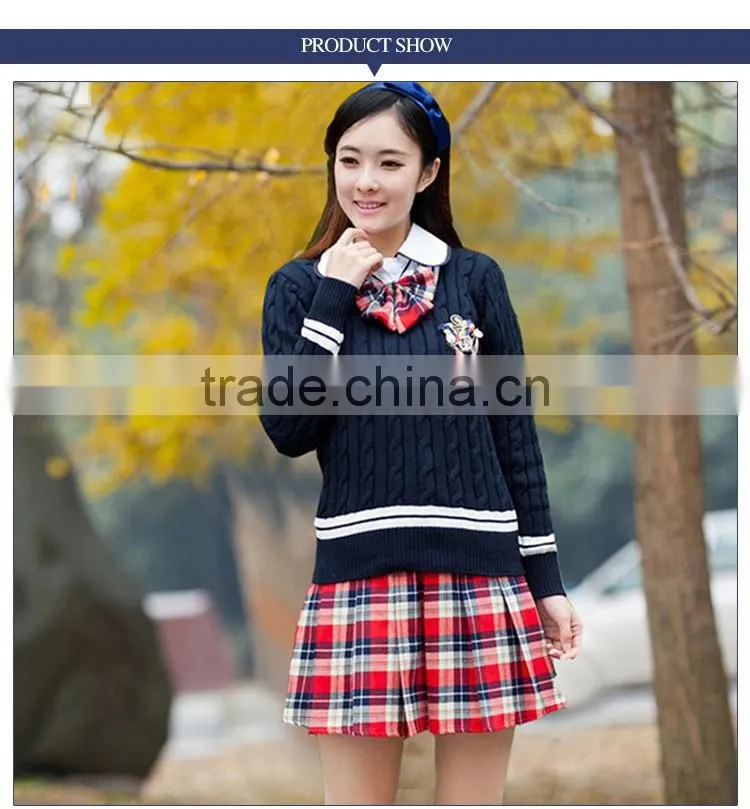 2016 Girls Sweater And Short Skirt For High School Uniform Designs