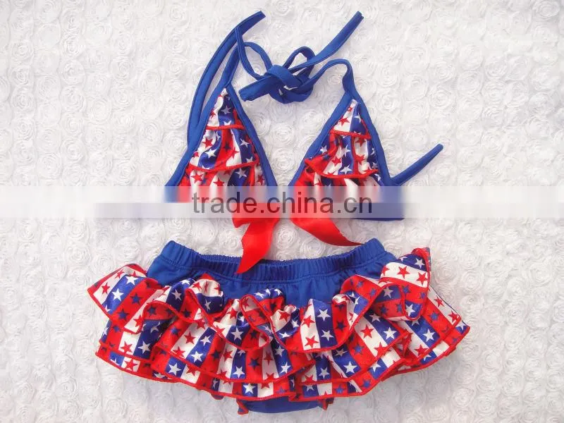 New design 2 piece patriotic 4th of july cute baby bikini