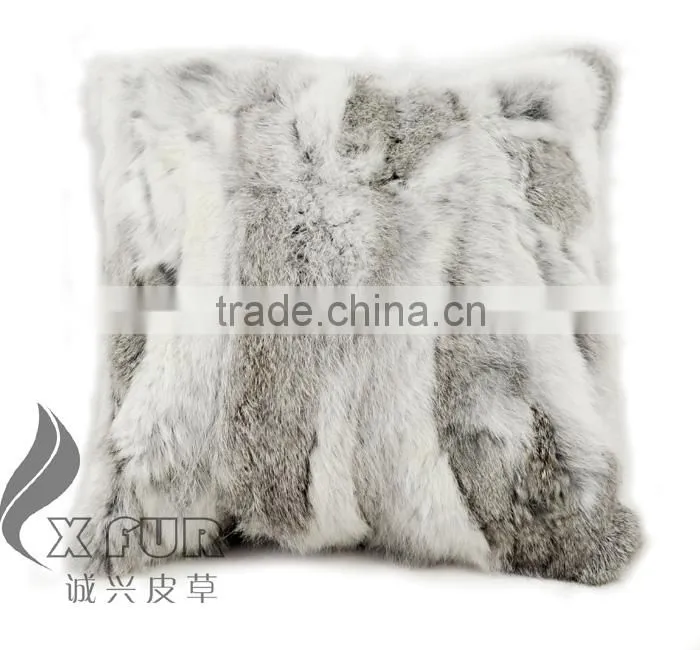 CX-D-17 40x40cm Europe Fashion Patchwork Rabbit Fur Cushions Home Decor Pillow